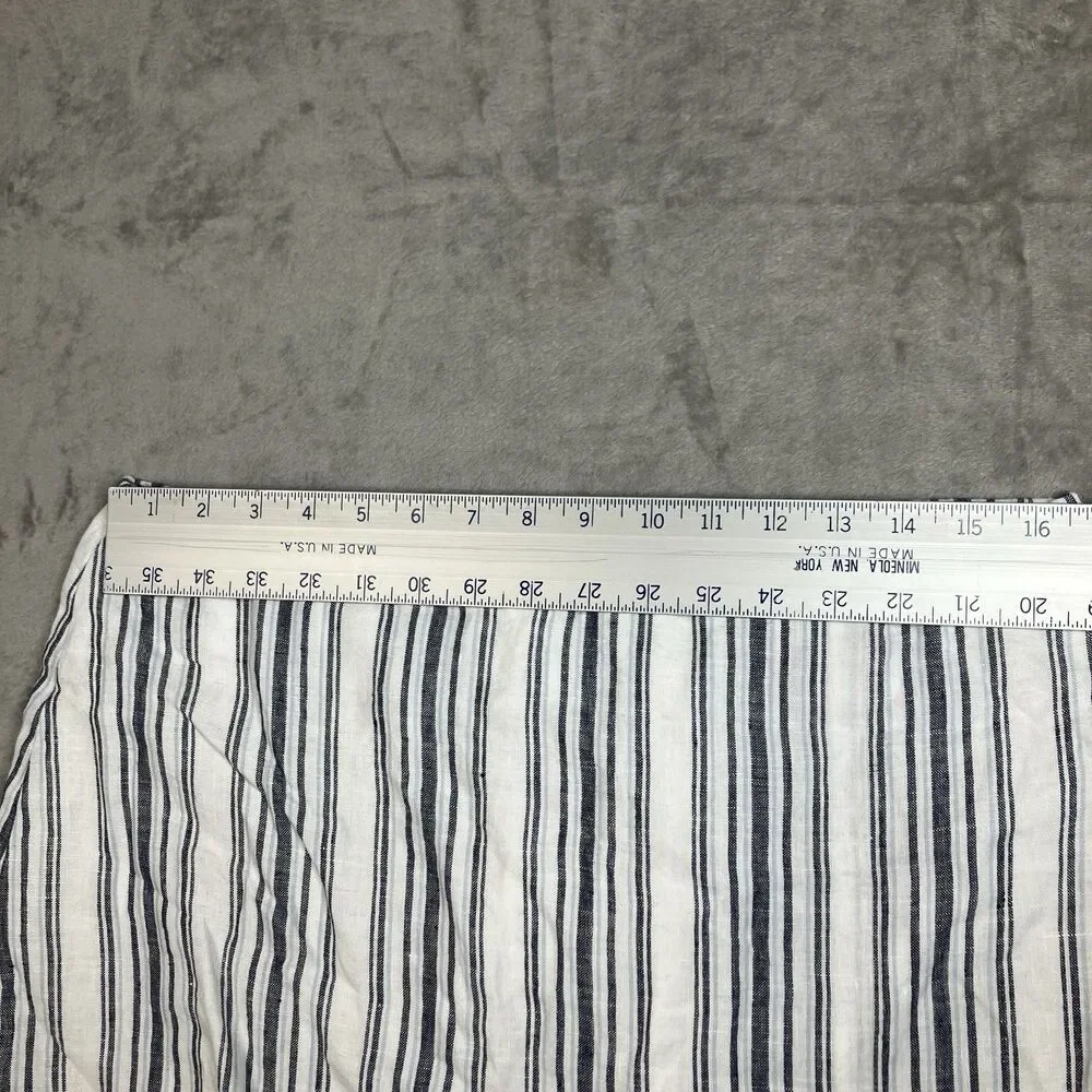 Madewell Linen Mini Skirt Coastal White Blue Striped Single Pleat Preppy WMNS 12